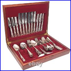Vintage 56 Piece Silver Plated Cutlery Canteen Box Sheffield England Flatware