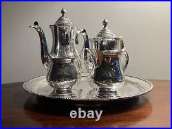 Vintage 5-piece EPNS Silver Plated Tea / Coffee Pot Set, Tray Creamer Sugar Bowl