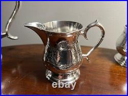 Vintage 5-piece EPNS Silver Plated Tea / Coffee Pot Set, Tray Creamer Sugar Bowl