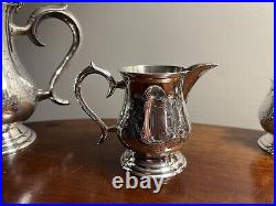 Vintage 5-piece EPNS Silver Plated Tea / Coffee Pot Set, Tray Creamer Sugar Bowl