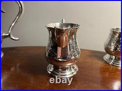 Vintage 5-piece EPNS Silver Plated Tea / Coffee Pot Set, Tray Creamer Sugar Bowl