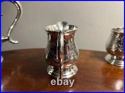Vintage 5-piece EPNS Silver Plated Tea / Coffee Pot Set, Tray Creamer Sugar Bowl