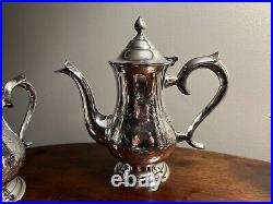 Vintage 5-piece EPNS Silver Plated Tea / Coffee Pot Set, Tray Creamer Sugar Bowl