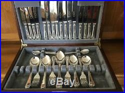 Vintage 60 piece, 8-place Silver-Plate Sheffield Cutlery with Bead edging in box