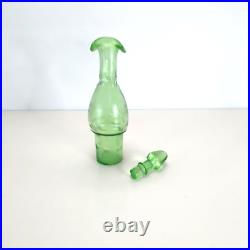 Vintage 6-Piece Green Glass Cruet Castor Set Silver plate Condiment Caddy Used
