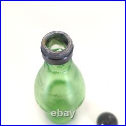 Vintage 6-Piece Green Glass Cruet Castor Set Silver plate Condiment Caddy Used