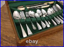 Vintage ART DECO 56 Piece Chrome Plate Cutlery Canteen Sheffield Christmas
