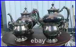 Vintage Antique Silver Plate 4 Piece Tea / Coffee Set