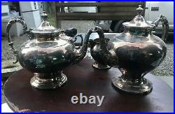 Vintage Antique Silver Plate 4 Piece Tea / Coffee Set