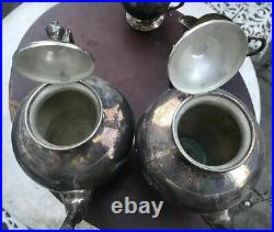 Vintage Antique Silver Plate 4 Piece Tea / Coffee Set