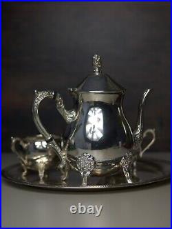 Vintage Art Deco Sheffield Tea Set Nickel Silver-Plated, Elegant 3-Piece