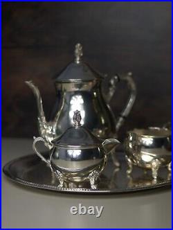 Vintage Art Deco Sheffield Tea Set Nickel Silver-Plated, Elegant 3-Piece