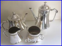 Vintage Art Deco W. M. F. Four Piece Silver Plate Tea & Coffee Service