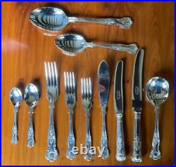 Vintage Arthur Price Sheffield Silver 62 Piece Cutlery Canteen Kings Design