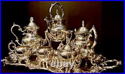 Vintage Birmingham Silver Co. Monumental 7 Piece Silverplate Tea and Coffee Set
