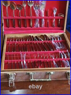 Vintage Bronze Bamboo / Rosewood Cutlery Set For 8, 100 Pieces