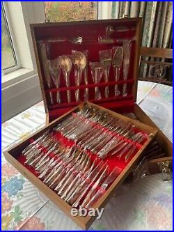 Vintage Bronze Bamboo Unused Cutlery Set For 8 (100 Pieces Incl Serving Items)