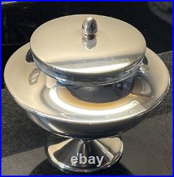 Vintage Caviar Serving Bowl Dish Italy Silver Plate Glass Bowl 4 piece set
