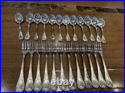 Vintage Christofle Silver Plated Marly Dessert Service Set for 12 24 pieces