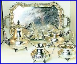 Vintage Community Ascot 5 Piece Victorian Silver Plate Tea/Coffee Set