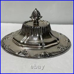 Vintage Corbell & Co Silver Plate Lidded Crystal Bowl Under plate 3 Piece Set