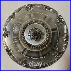Vintage Corbell & Co Silver Plate Lidded Crystal Bowl Under plate 3 Piece Set