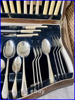 Vintage EPNS & Faux Bone Canteen of Cutlery 63 Pieces for 6 by KWS