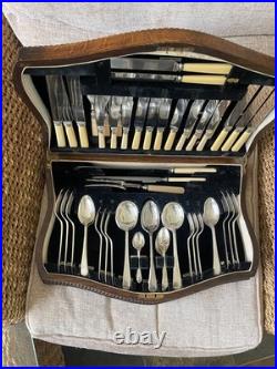Vintage EPNS & Faux Bone Canteen of Cutlery 63 Pieces for 6 by KWS Vintage EPNS & Faux Bone Canteen of Cutlery 63 Pieces for 6 by KWS