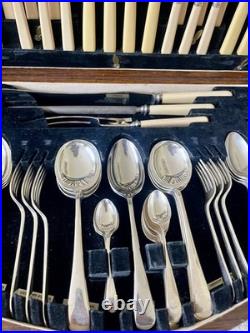 Vintage EPNS & Faux Bone Canteen of Cutlery 63 Pieces for 6 by KWS