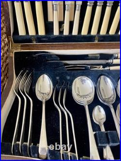Vintage EPNS & Faux Bone Canteen of Cutlery 63 Pieces for 6 by KWS