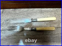 Vintage EPSSS Silver Plated Knives & Forks Fish Cutlery Set with Box (24-Piece)