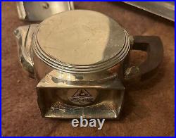 Vintage Escapade Paris MCM French Art Deco 3 Piece Silver Plate Set with Tray