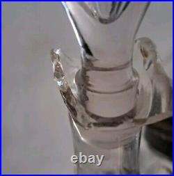 Vintage Etched Glass 6 Piece Cruet Condiment Set Silver Plate Caddy