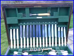 Vintage Freestanding Joseph Rodgers 112 Piece Cutlery Canteen Faux Bone Handle