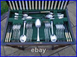 Vintage Freestanding Joseph Rodgers 112 Piece Cutlery Canteen Faux Bone Handle