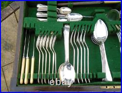 Vintage Freestanding Joseph Rodgers 112 Piece Cutlery Canteen Faux Bone Handle