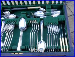 Vintage Freestanding Joseph Rodgers 112 Piece Cutlery Canteen Faux Bone Handle