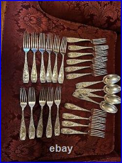 Vintage GORHAM 25 Pc Royal Silver plate Continental 21 Forks 4 Serving Spoons