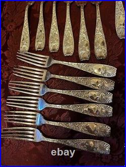 Vintage GORHAM 25 Pc Royal Silver plate Continental 21 Forks 4 Serving Spoons