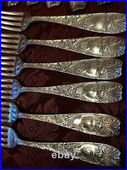 Vintage GORHAM 25 Pc Royal Silver plate Continental 21 Forks 4 Serving Spoons