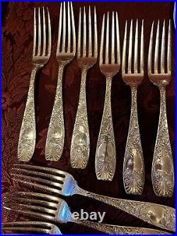 Vintage GORHAM 25 Pc Royal Silver plate Continental 21 Forks 4 Serving Spoons