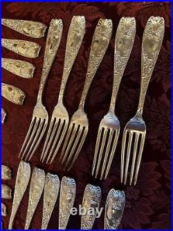 Vintage GORHAM 25 Pc Royal Silver plate Continental 21 Forks 4 Serving Spoons