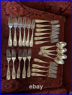 Vintage GORHAM 25 Pc Royal Silver plate Continental 21 Forks 4 Serving Spoons