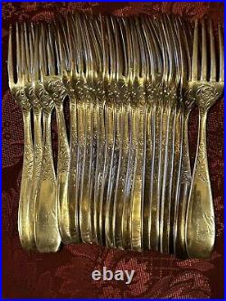 Vintage GORHAM 25 Pc Royal Silver plate Continental 21 Forks 4 Serving Spoons