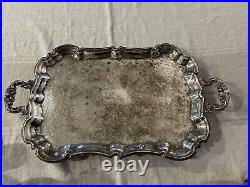 Vintage Large Leonard Silver Plate Coffee Tea Set Cream & Sugar With Plater