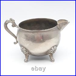 Vintage Leonard 4 Piece Silver plate Teapot Sugar Creamer Oval Serving Tray Set