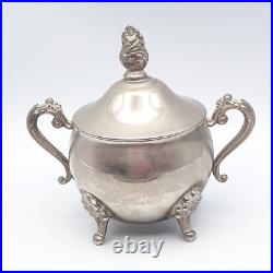 Vintage Leonard 4 Piece Silver plate Teapot Sugar Creamer Oval Serving Tray Set