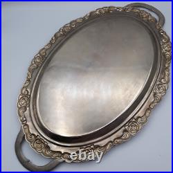 Vintage Leonard 4 Piece Silver plate Teapot Sugar Creamer Oval Serving Tray Set