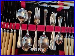 Vintage Lewis Rose Sheffield EPNS A 6 Place 44 Piece Old English Pattern Canteen