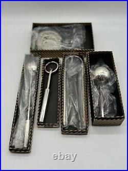 Vintage MCM barware, PM Italy Bar Tools Silver Plate- 5 piece set-New old stock